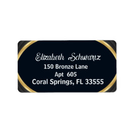 Elegant Modern Guld Black and White Calligraphy L Adressetikett