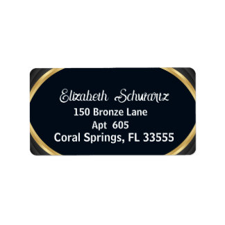 Elegant Modern Guld Black and White Calligraphy L Adressetikett