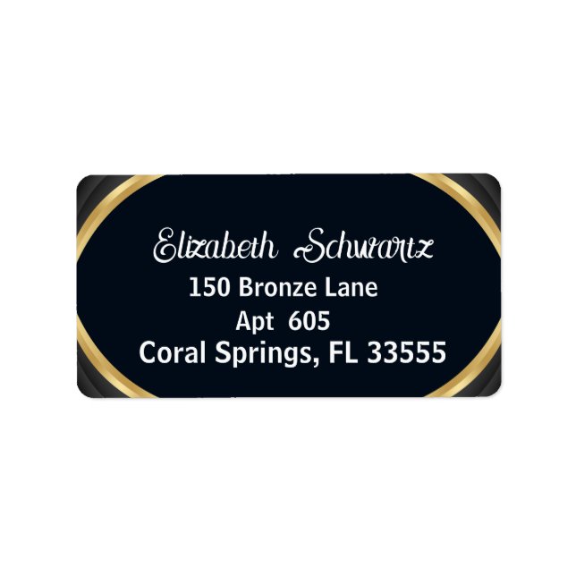 Elegant Modern Guld Black and White Calligraphy L Adressetikett (Framsidan)