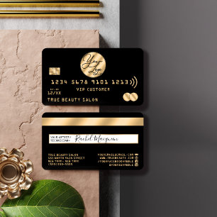 Elegant Modern Guld Black Kredit Card Logotyp Visitkort