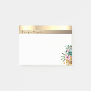Elegant Modern Guld Blommig Ananas Post-it Block
