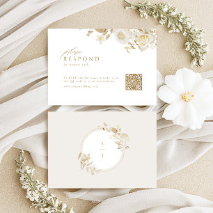 Elegant Modern Guld Blommigt Bröllop QR-kod för OSA Kort