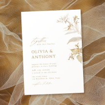 Elegant Modern Guld Botaniska Blommigten Bröllop