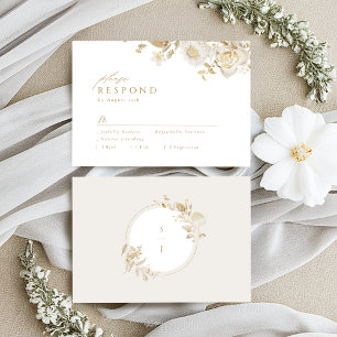 Elegant Modern Guld Botaniska Blommigten Bröllop OSA Kort