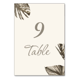 Elegant Modern Guld Botaniska Bröllop Bordsnummer