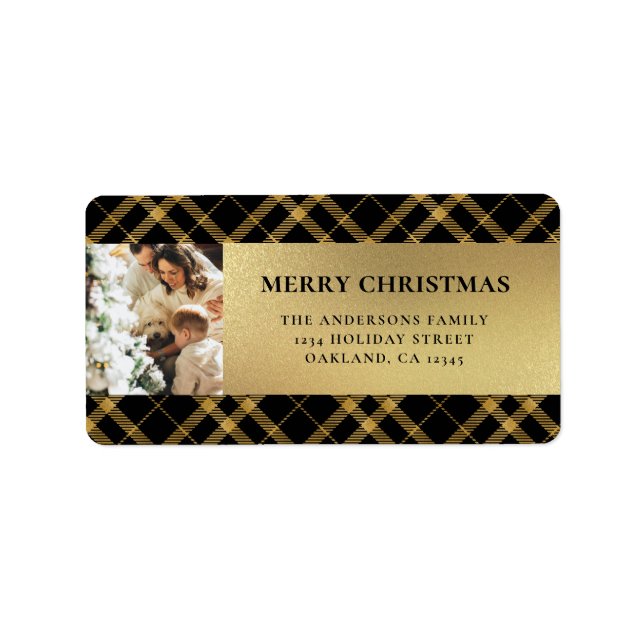 Elegant Modern Guld Buffalo Play-jul Adressetikett (Framsidan)