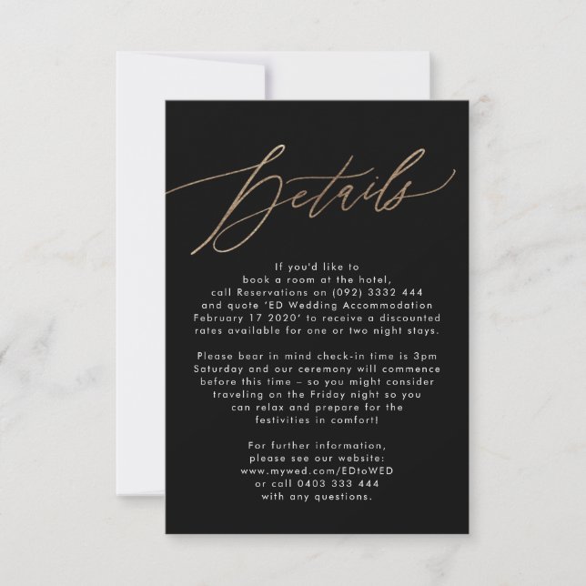 Elegant Modern Guld Calligraphy Bröllop-hölje OSA Kort (Framsida)
