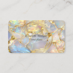 Elegant Modern Guld Cirkel Opal Sten Visitkort