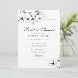 Elegant Modern Guld Classy Magnolia Möhippa Inbjudningar