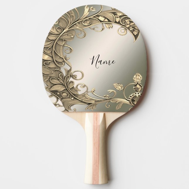 Elegant Modern Guld Decorative Ping Pong Paddle Pingisracket (Framsidan)