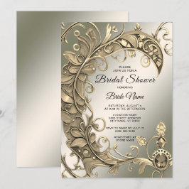 Elegant Modern Guld dekorativ Möhippa Inbjudningar