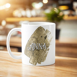 Elegant Modern Guld Färg Namn Kaffemugg