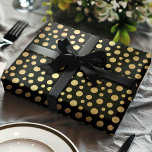Elegant Modern Guld Faux Foil Polka dots på Black Presentpapper<br><div class="desc">Denna lyxiga pappra förpackning har en modern utformning av elegant guld foil polka dots på en slimmad svart bakgrund. Idealisk för bröllop,  födelsedagar,  årsdagar och andra speciella tillfällen,  tillför chicens papper en sofistikerad beröring till alla gåvor.</div>