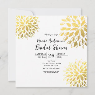 Elegant modern guld folie blom- vit inbjudan