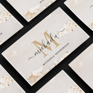 Elegant Modern Guld Folie Monogram & Namn Visitkort