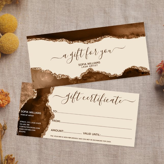 Elegant Modern Guld Glitter Brown Agate (Skapare uppladdad)