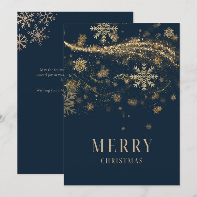 Elegant Modern Guld Glitter Chic Jul Julkort (Fram/baksida)