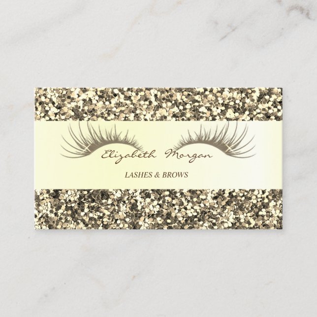 Elegant Modern Guld Glitter, Faux Lash Visitkort (Framsida)