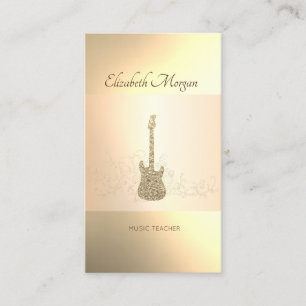 Elegant Modern, Guld Glitter Gitarr, Musiklärare Visitkort