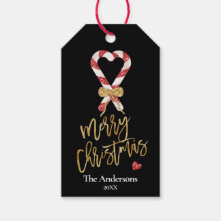 Elegant Modern Guld Glitter God jul Candy Presentetikett