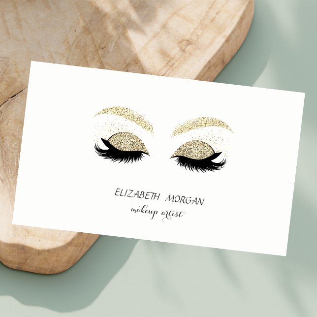 Elegant Modern,Guld Glitter Lash,Makeup-artist Visitkort (Skapare uppladdad)