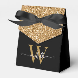 Elegant Modern Guld Glitter Monogram Namn Skrift Presentaskar