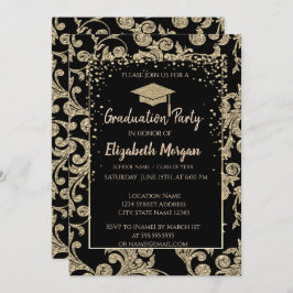 Elegant Modern Guld Glitter Studentmössa,Snurra Inbjudningar