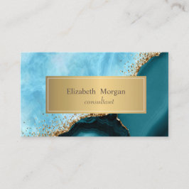 Elegant modern guld glitter turkos marmor visitkort