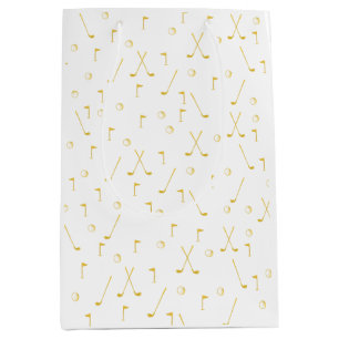 Elegant Modern Guld Golf Mönster Golfer White