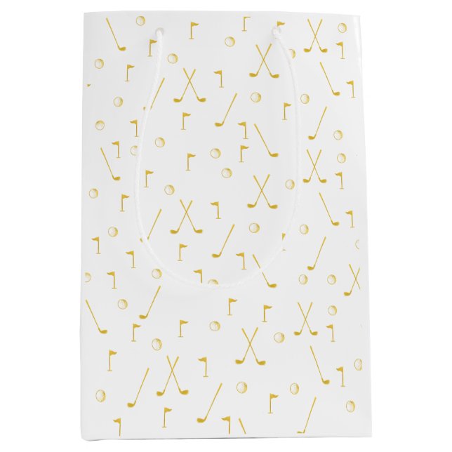 Elegant Modern Guld Golf Mönster Golfer White (Framsidan)