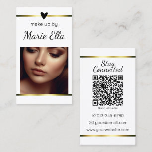 Elegant Modern Guld Heart med foto- och QR-kod Visitkort