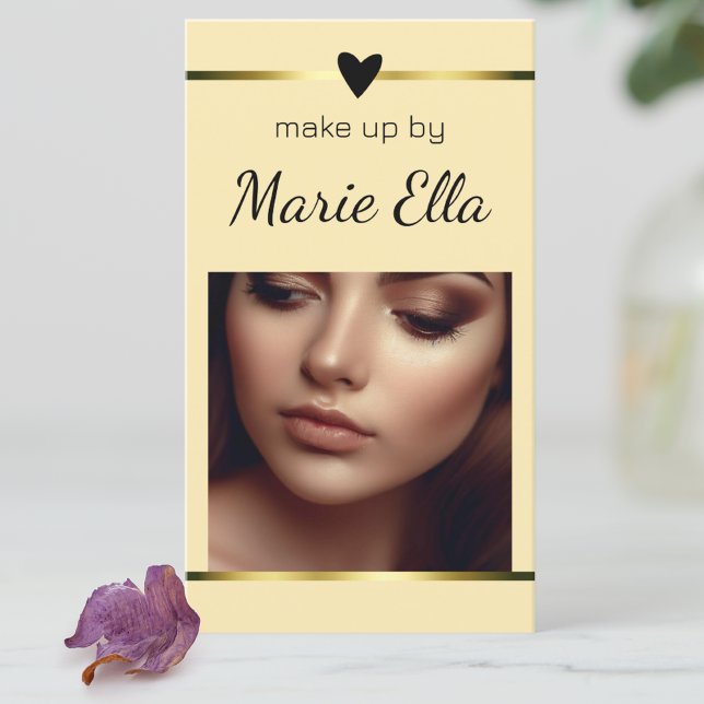 Elegant Modern Guld Heart Photo QR-kodmall Visitkort (Skapare uppladdad)