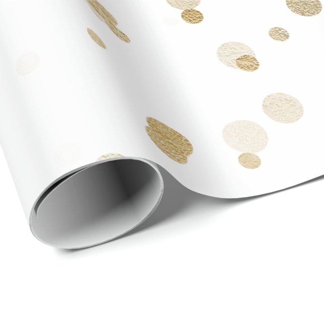 Elegant modern guld-konetti-polka punkt mönster presentpapper (Rullad Hörn)
