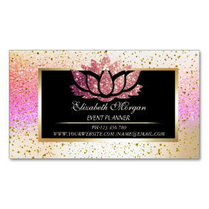 Elegant Modern Guld Konfetti,Bokeh Ram Lotus Magnetiska Visitkort