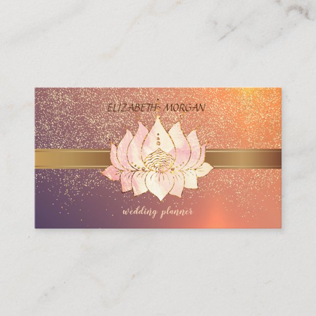 Elegant Modern Guld Konfetti Lotus  Visitkort (Framsida)