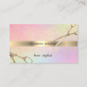 Elegant Modern Guld Konfetti, Sax Holografisk Visitkort