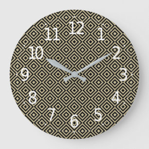 Elegant Modern Guld-kvadrater Diamonds Tiles Möns Stor Klocka