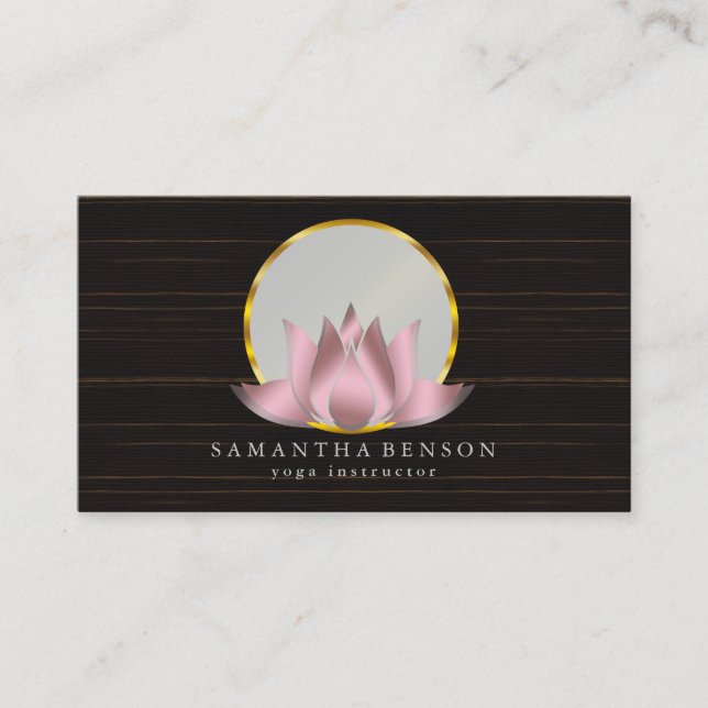 Elegant Modern Guld Lotus Logotyp Snyggt Copper Visitkort (Framsida)