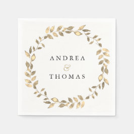 Elegant Modern Guld-Löv-utandningsluftens Förlovni Pappersservett