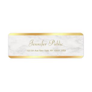 Elegant Modern Guld Marble Handskriftlig Chic Returadress Etikett