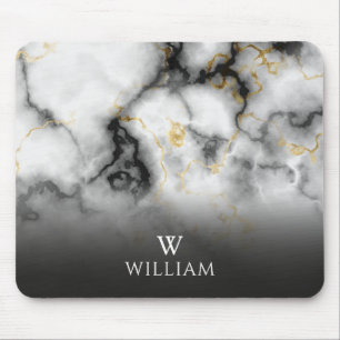 Elegant Modern Guld Marble Monogram-Personlig Musmatta