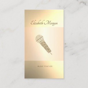 Elegant Modern, Guld Mikrofon, Musiklärare Visitkort
