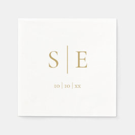 Elegant Modern Guld Monogram Datum Minimalistisk Pappersservett
