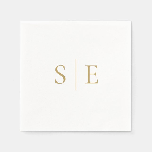 Elegant Modern Guld Monogram Minimalist Pappersservett (Framsidan)