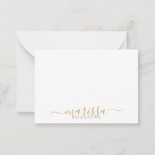 Elegant Modern Guld Monogram Namn-anteckningskort Anteckningskort