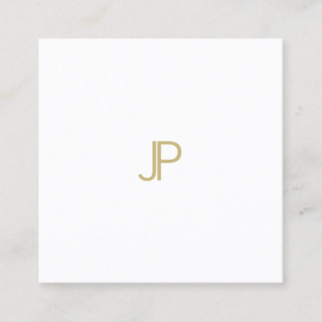 Elegant Modern Guld Monogram-Professionell Fyrkantigt Visitkort (Framsida)