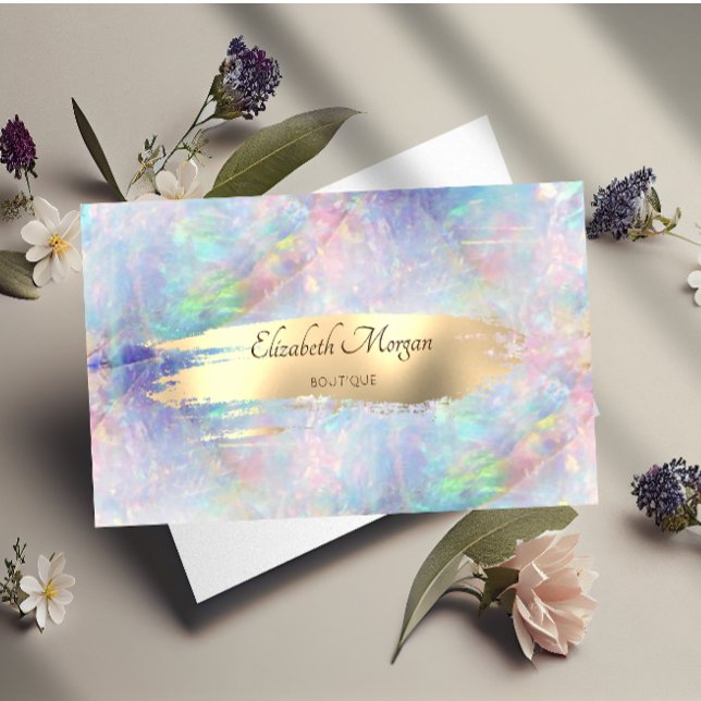 Elegant Modern, Guld Penseldrag Opal Visitkort (Skapare uppladdad)