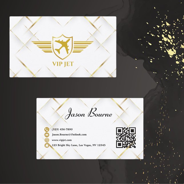 Elegant Modern Guld Professionell, QR-kod Visitkort (Skapare uppladdad)