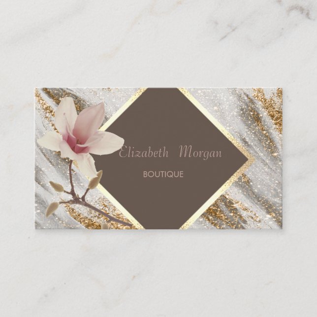 Elegant Modern,Guld Ram,Glitter, Magnolia Visitkort (Framsida)
