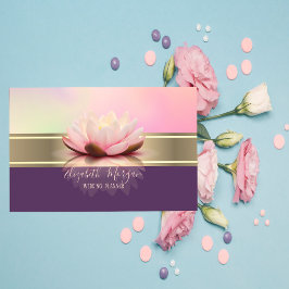 Elegant Modern Guld Randig Lotus Visitkort
